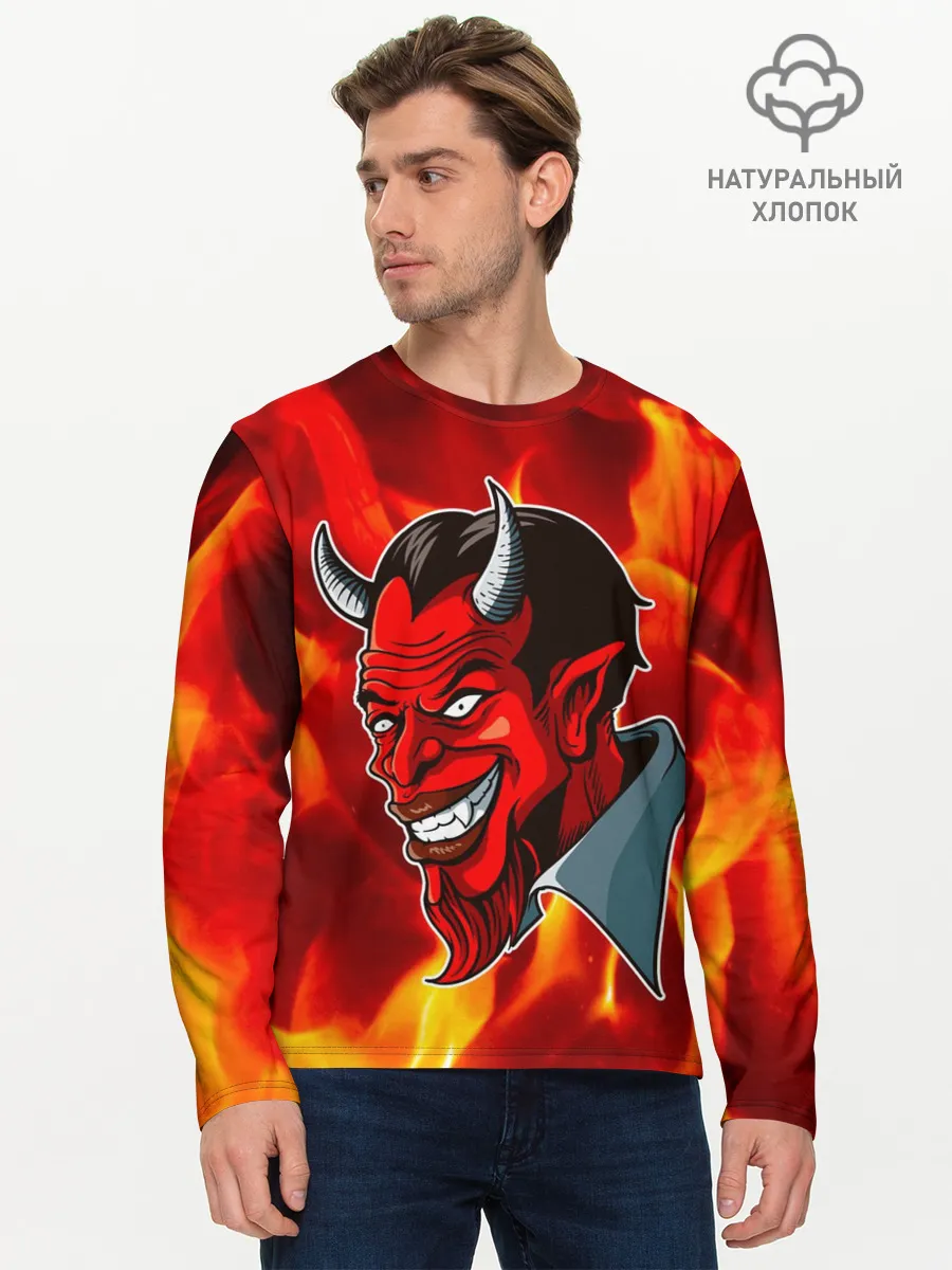 Мужской лонгслив базовый / The devil is on fire