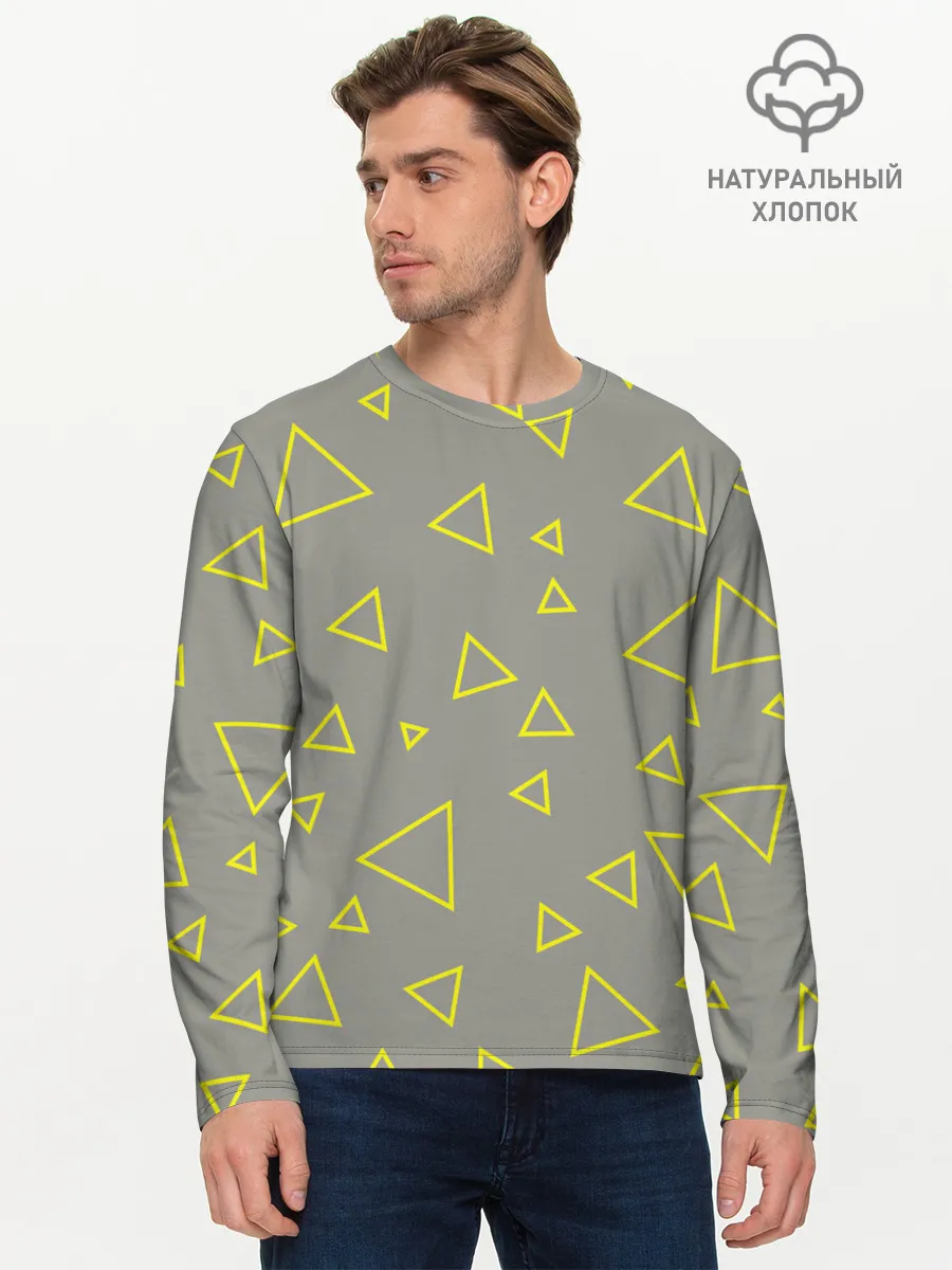 Мужской лонгслив базовый / Желтый и серый | Yellow & gray