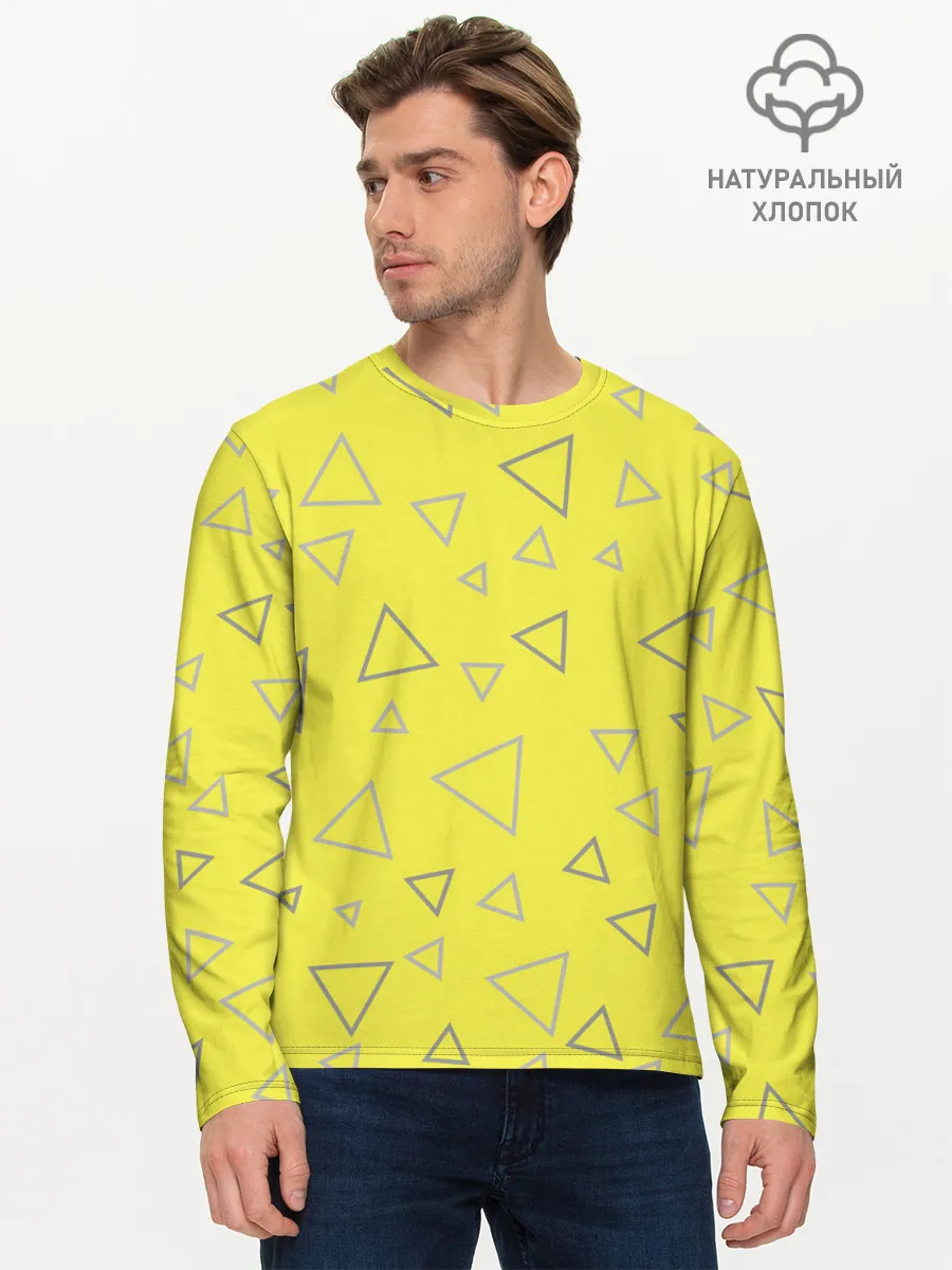 Мужской лонгслив базовый / Желтый и серый | Yellow & gray
