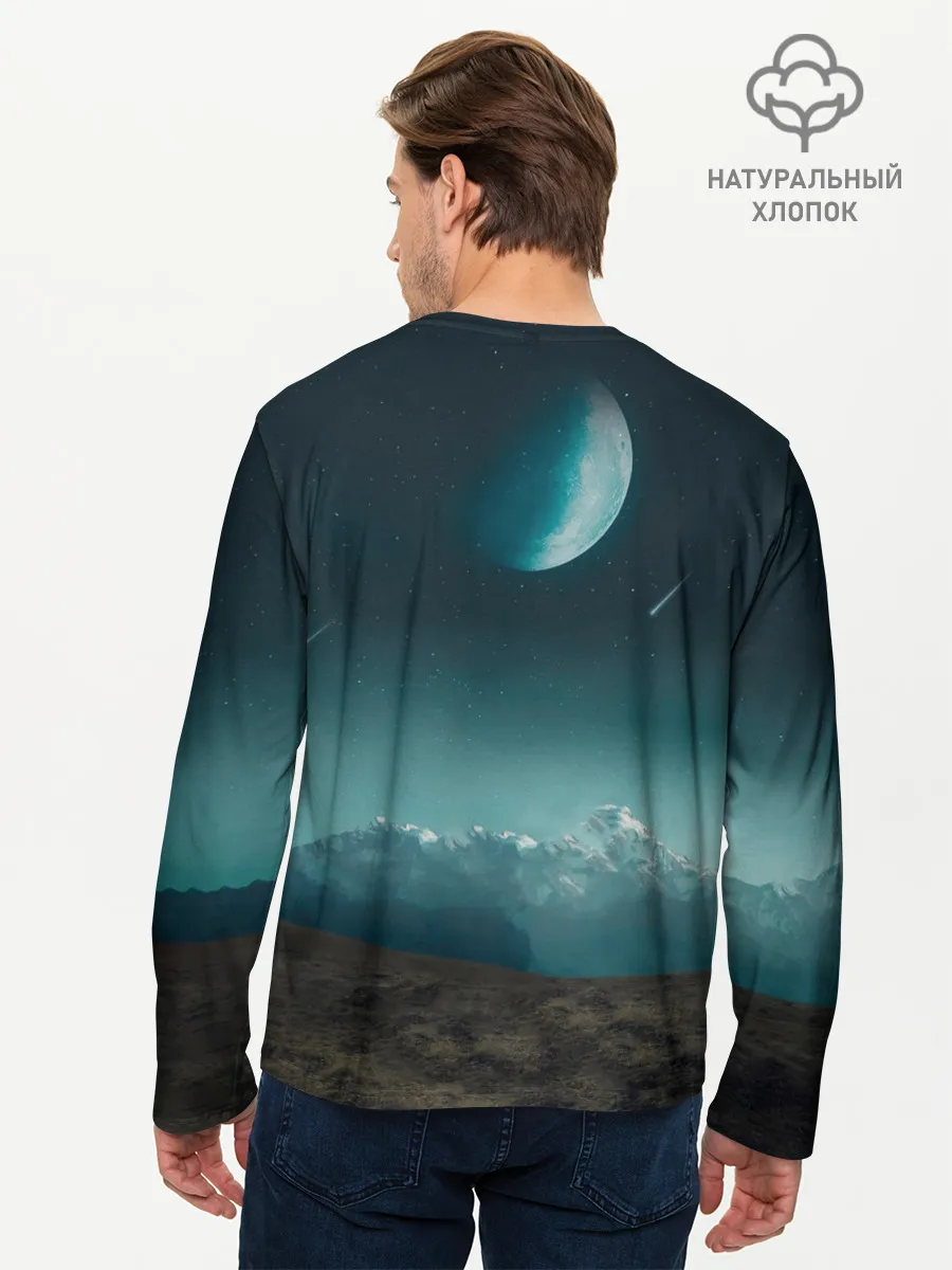 Мужской лонгслив базовый / Космос в горах