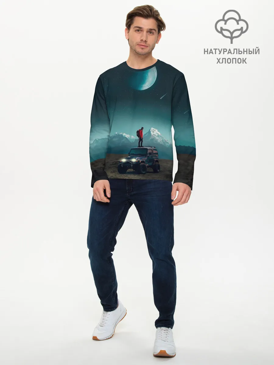 Мужской лонгслив базовый / Космос в горах