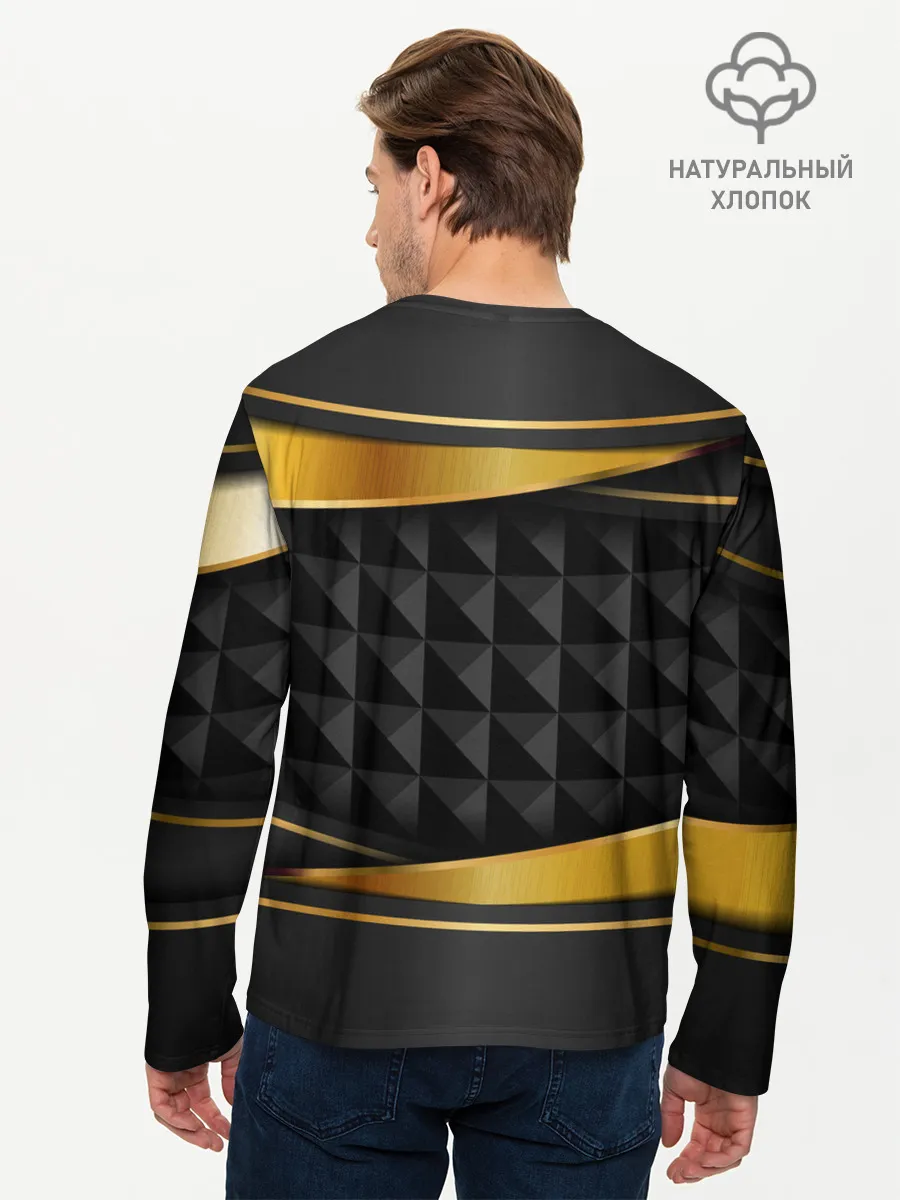 Мужской лонгслив базовый / 3D luxury black gold Плиты 3Д