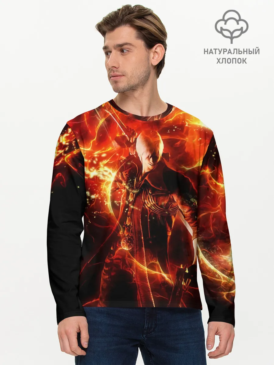 Мужской лонгслив базовый / Данте в огне