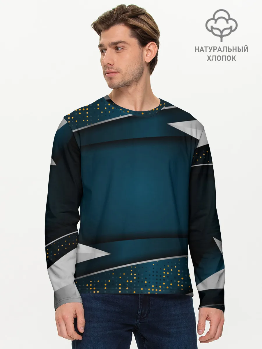 Мужской лонгслив базовый / 3D luxury sport style Золото