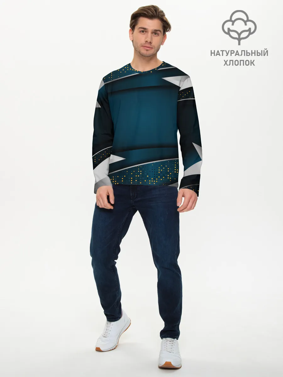 Мужской лонгслив базовый / 3D luxury sport style Золото