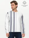 Мужской лонгслив базовый / Белые и синие полосы | Stripes