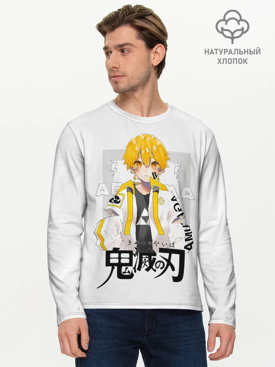 Мужской лонгслив базовый / Зеницу Агацума Kimetsu no Yaiba