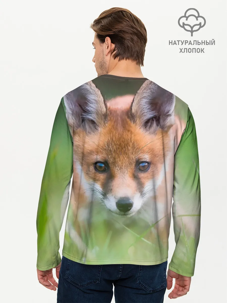 Мужской лонгслив базовый / Лисенок в засаде