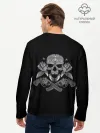 Мужской лонгслив базовый / Череп, розы, два ствола