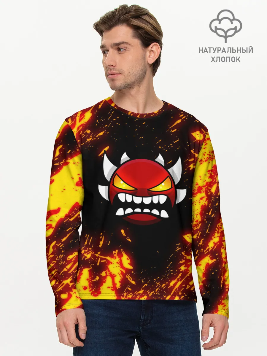 Мужской лонгслив базовый / Geometry Dash | Demon