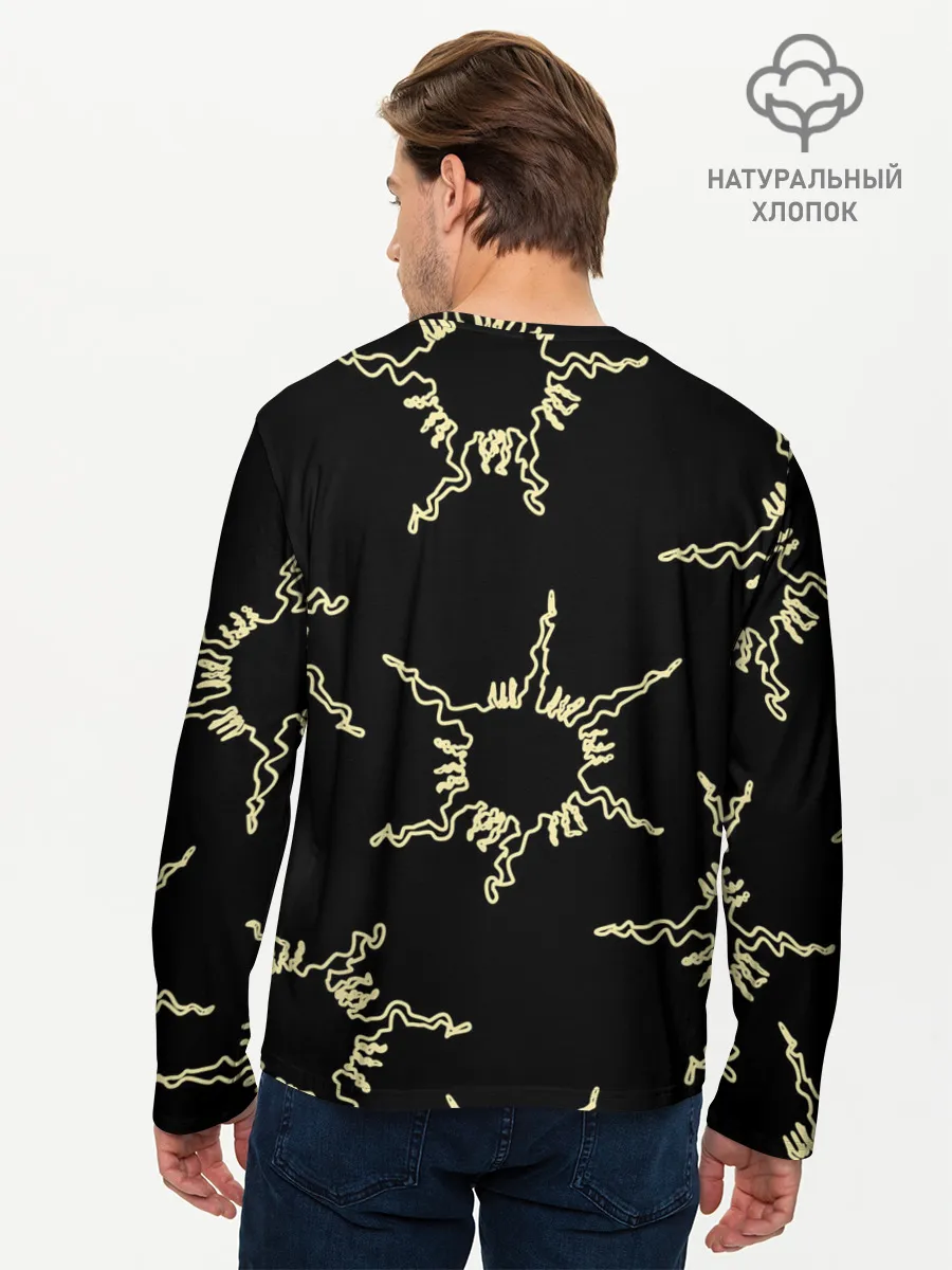 Мужской лонгслив базовый / чёрное солнце