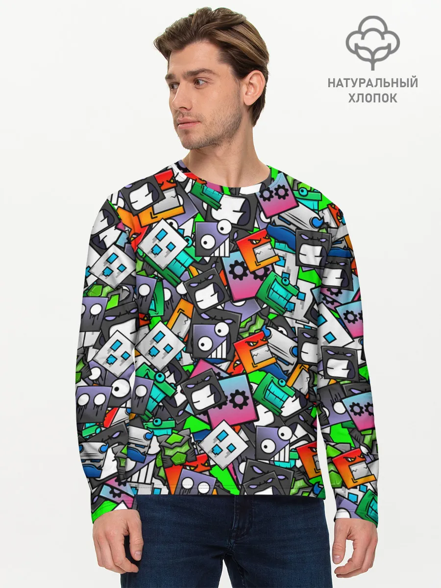 Мужской лонгслив базовый / Geometry Dash | Pattern