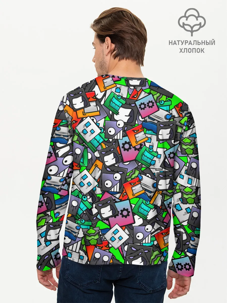 Мужской лонгслив базовый / Geometry Dash | Pattern