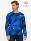 Мужской лонгслив базовый / 3D абстрактные фигуры BLUE