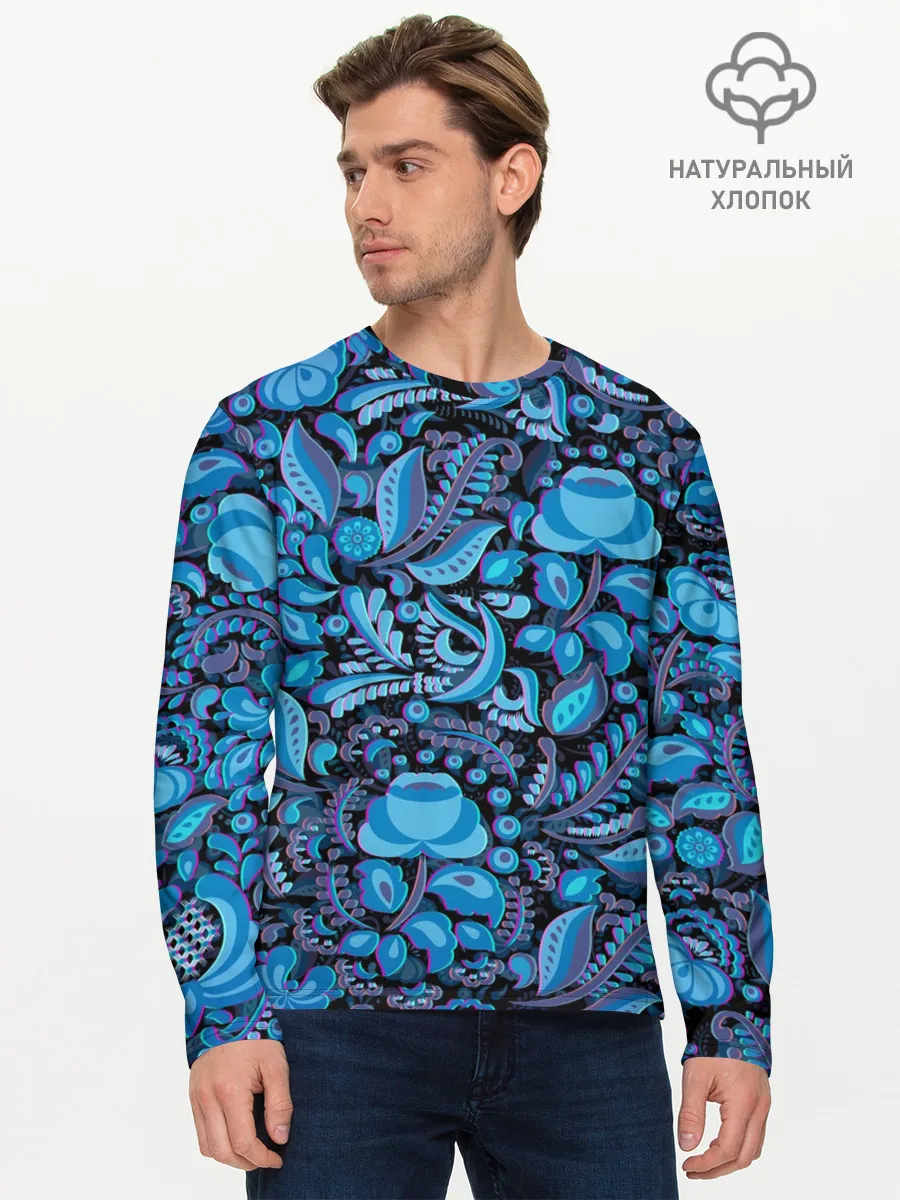 Мужской лонгслив базовый / ГЖЕЛЬ ГЛИТЧ | GG | ГГ