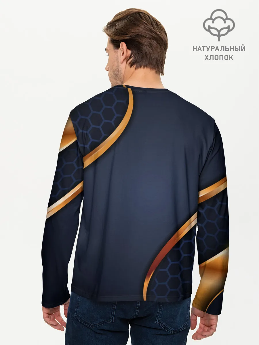 Мужской лонгслив базовый / 3D БРОНЯ ВСТАВКИ ЗОЛОТА