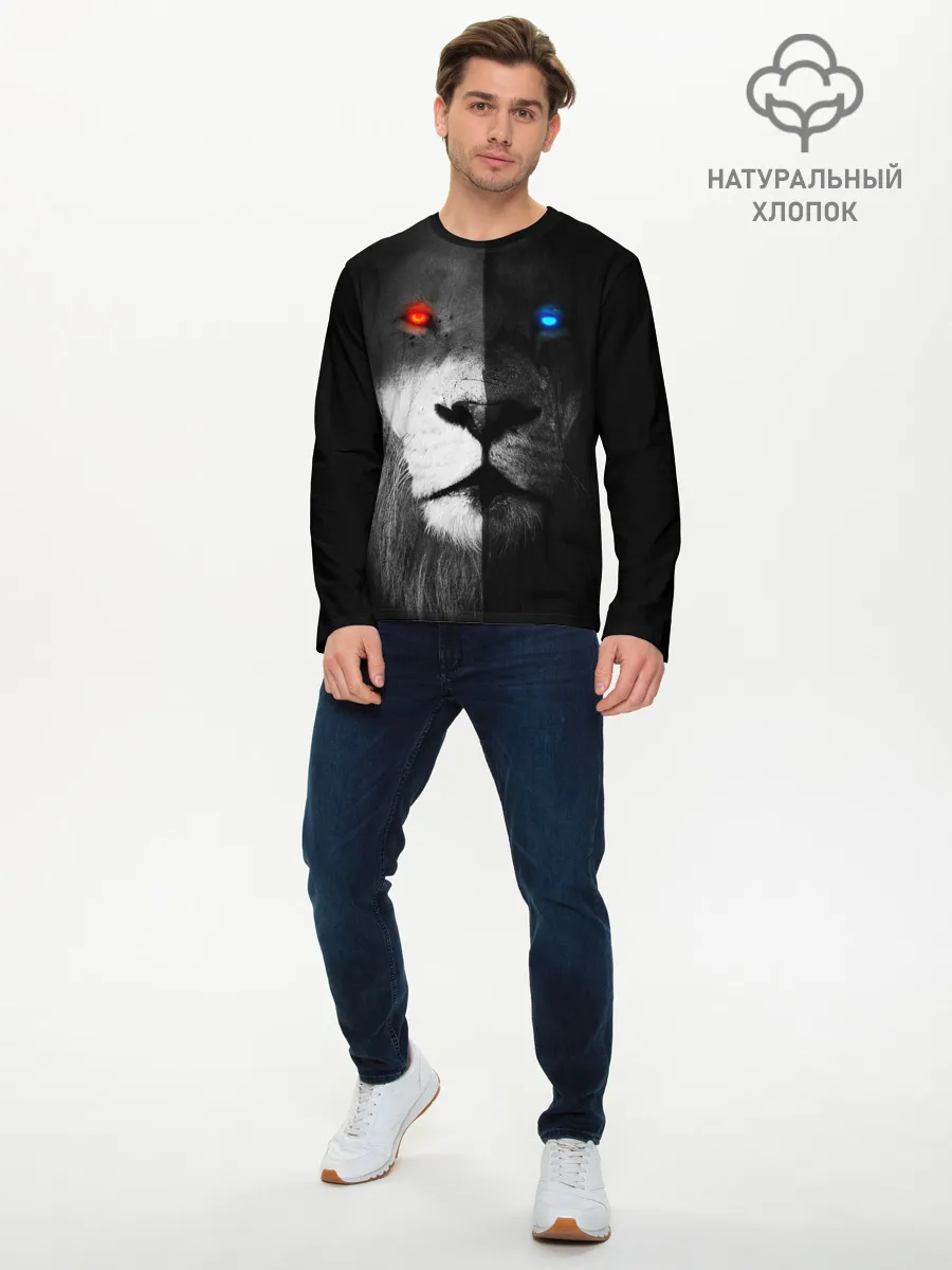 Мужской лонгслив базовый / ЛЕВ - НЕОНОВЫЕ ГЛАЗА