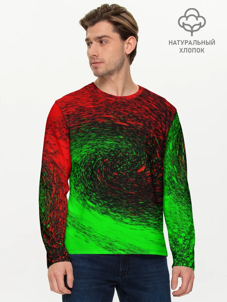 Мужской лонгслив базовый / КРАСНАЯ И ЗЕЛЕНАЯ КРАСКА