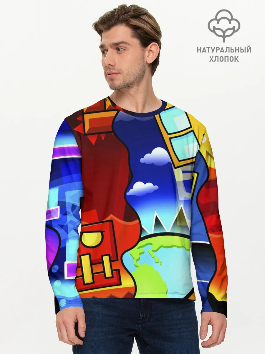 Мужской лонгслив базовый / GEOMETRY DASH / ГЕОМЕТРИ ДАШ
