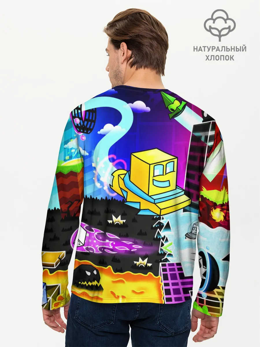 Мужской лонгслив базовый / GEOMETRY DASH / ГЕОМЕТРИ ДАШ