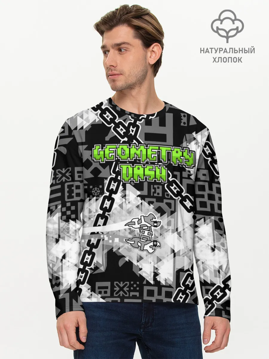 Мужской лонгслив базовый / Geometry Dash