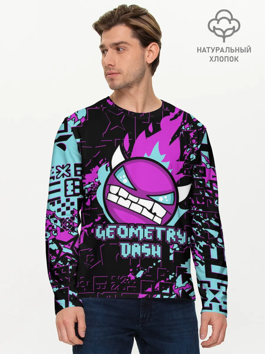 Мужской лонгслив базовый / Geometry Dash