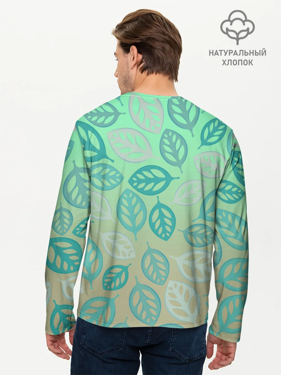 Мужской лонгслив базовый / узор из листиков