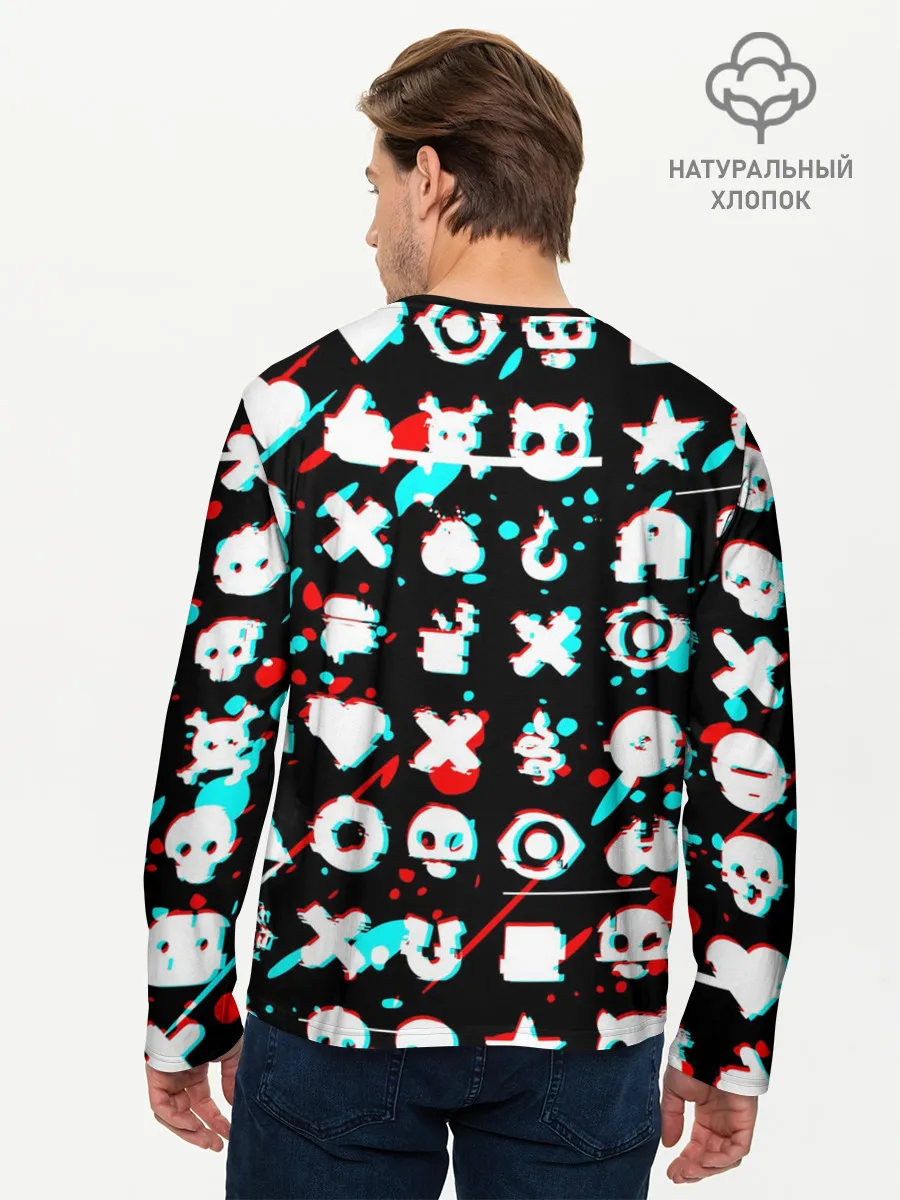 Мужской лонгслив базовый / ЛЮБОВЬ СМЕРТЬ И РОБОТЫ / ГЛИТЧ