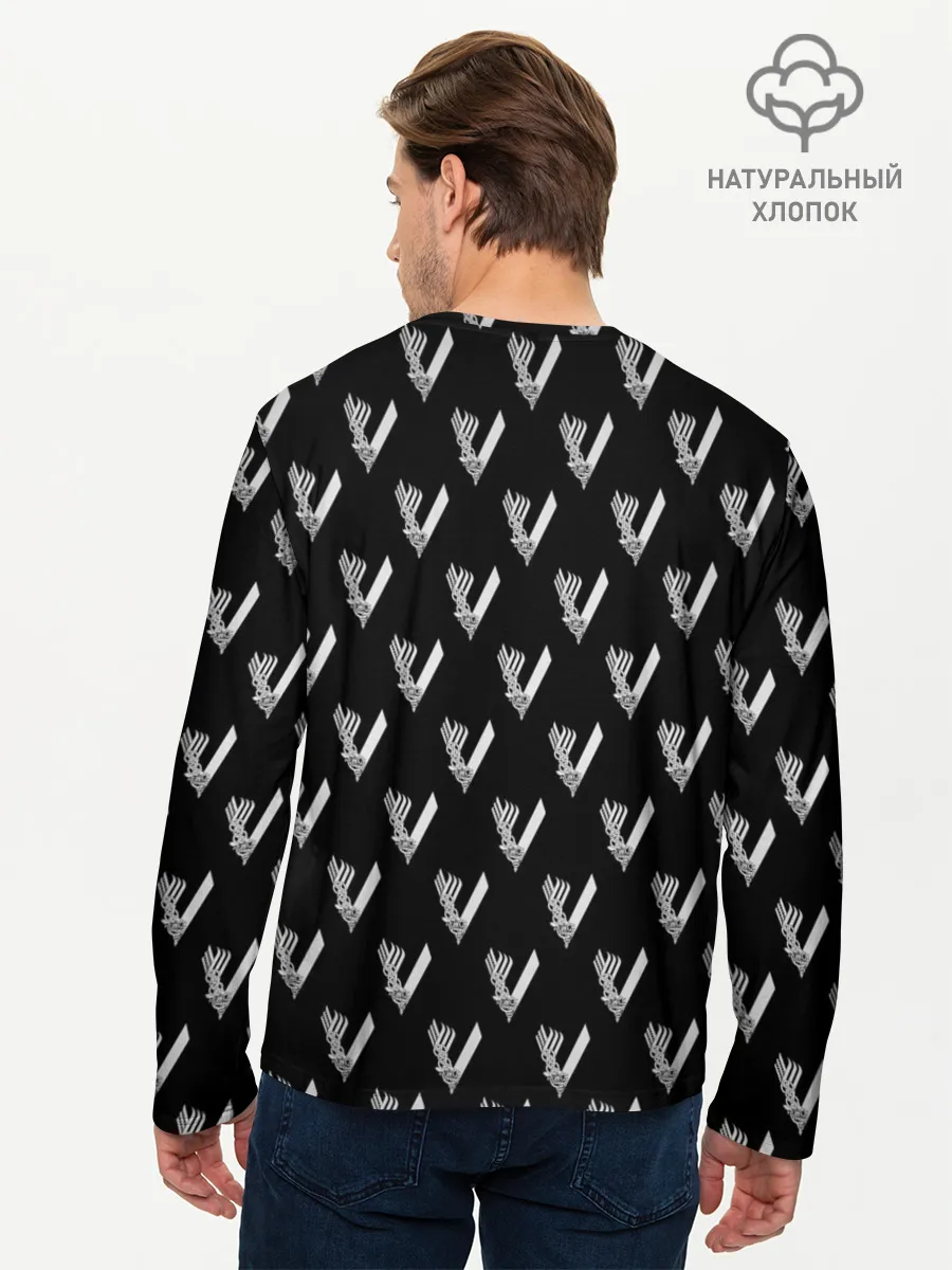 Мужской лонгслив базовый / Викинги Лого Паттерн | Vikings Pattern