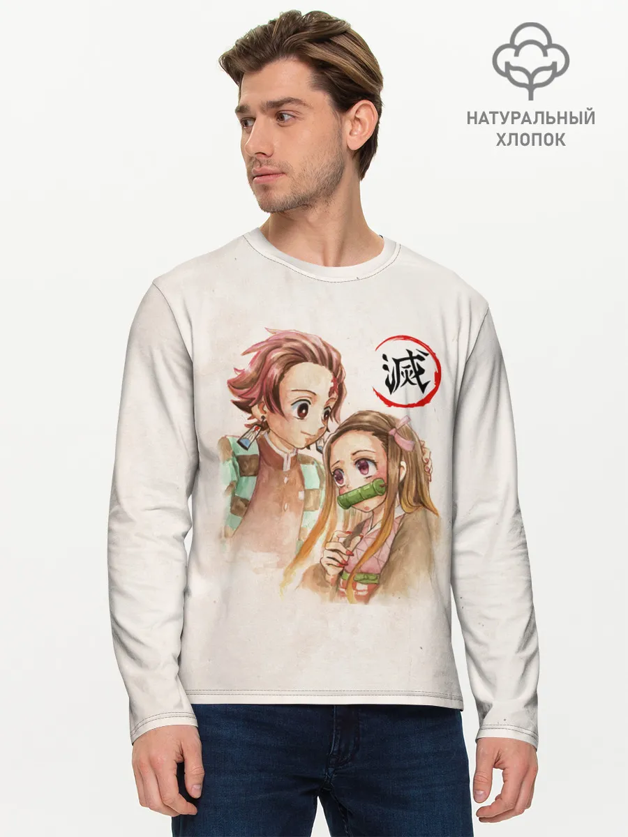 Мужской лонгслив базовый / Танджиро и Незуко Kimetsu no Yaiba