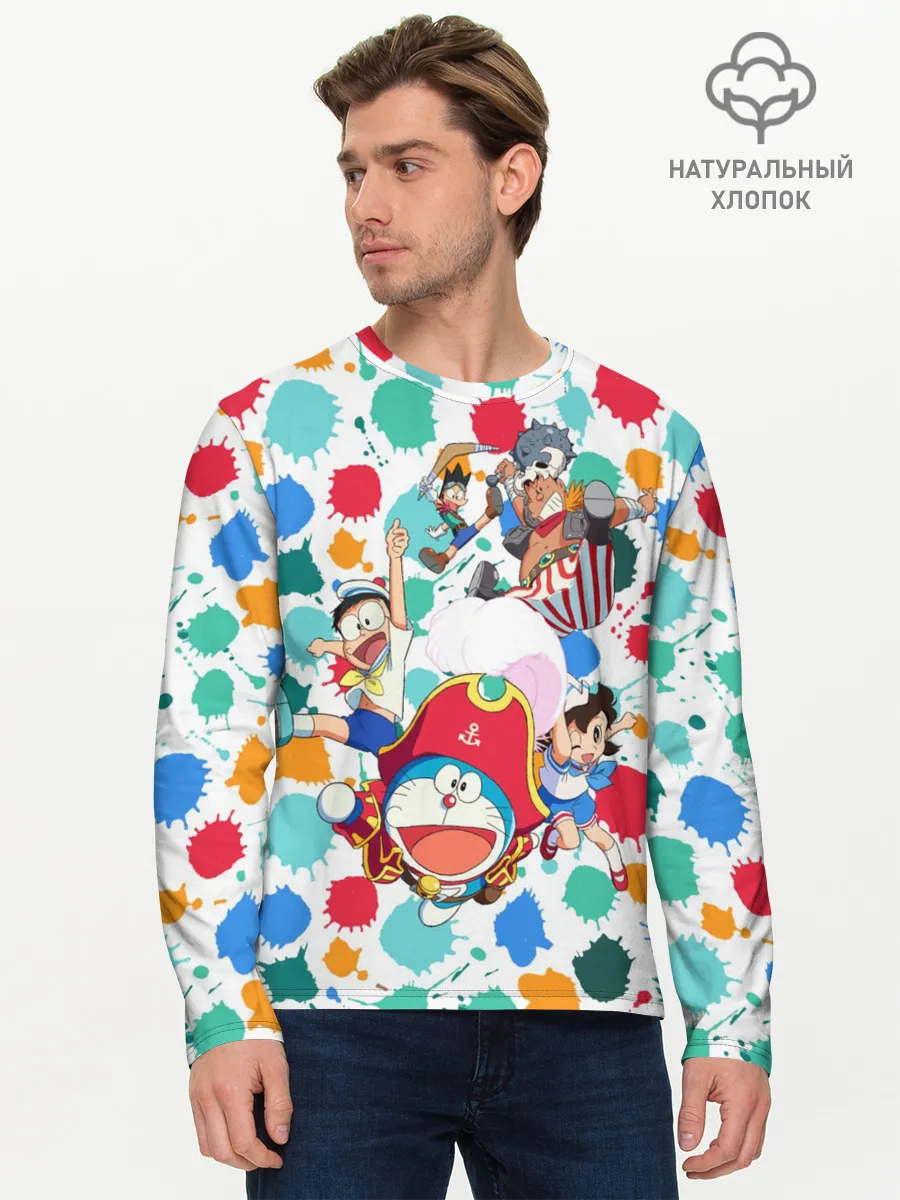 Мужской лонгслив базовый / Дораэмон и компания