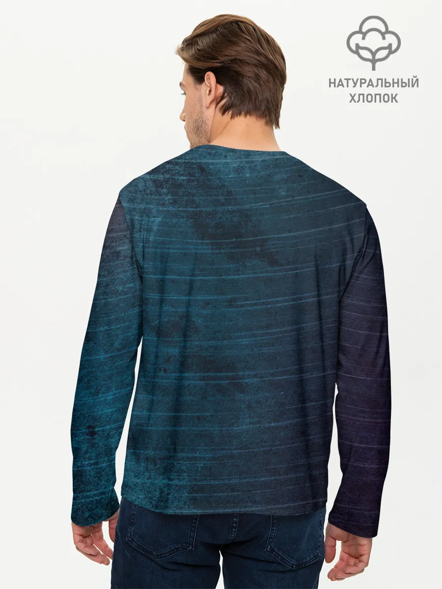 Мужской лонгслив базовый / Texture. Blue Ripples
