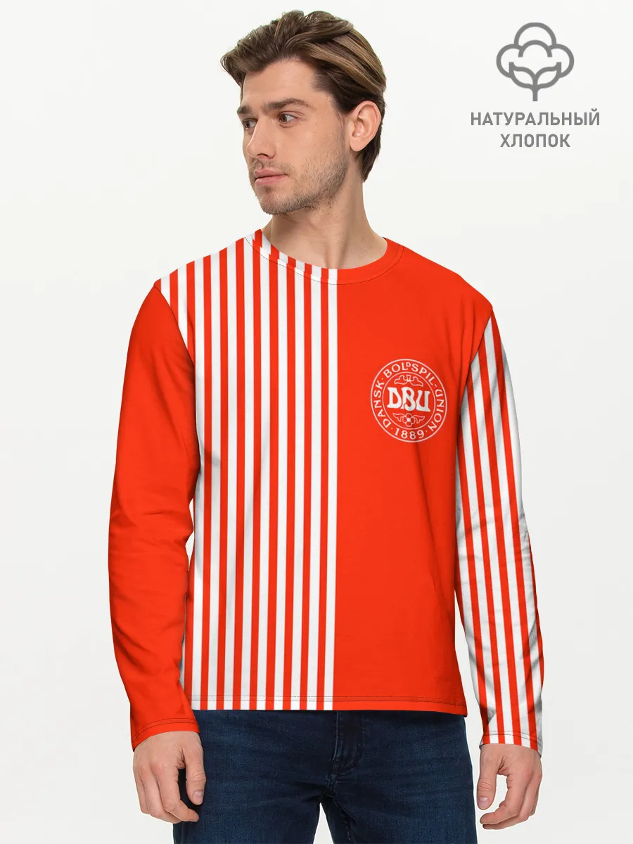 Мужской лонгслив базовый / Сборная Дании.