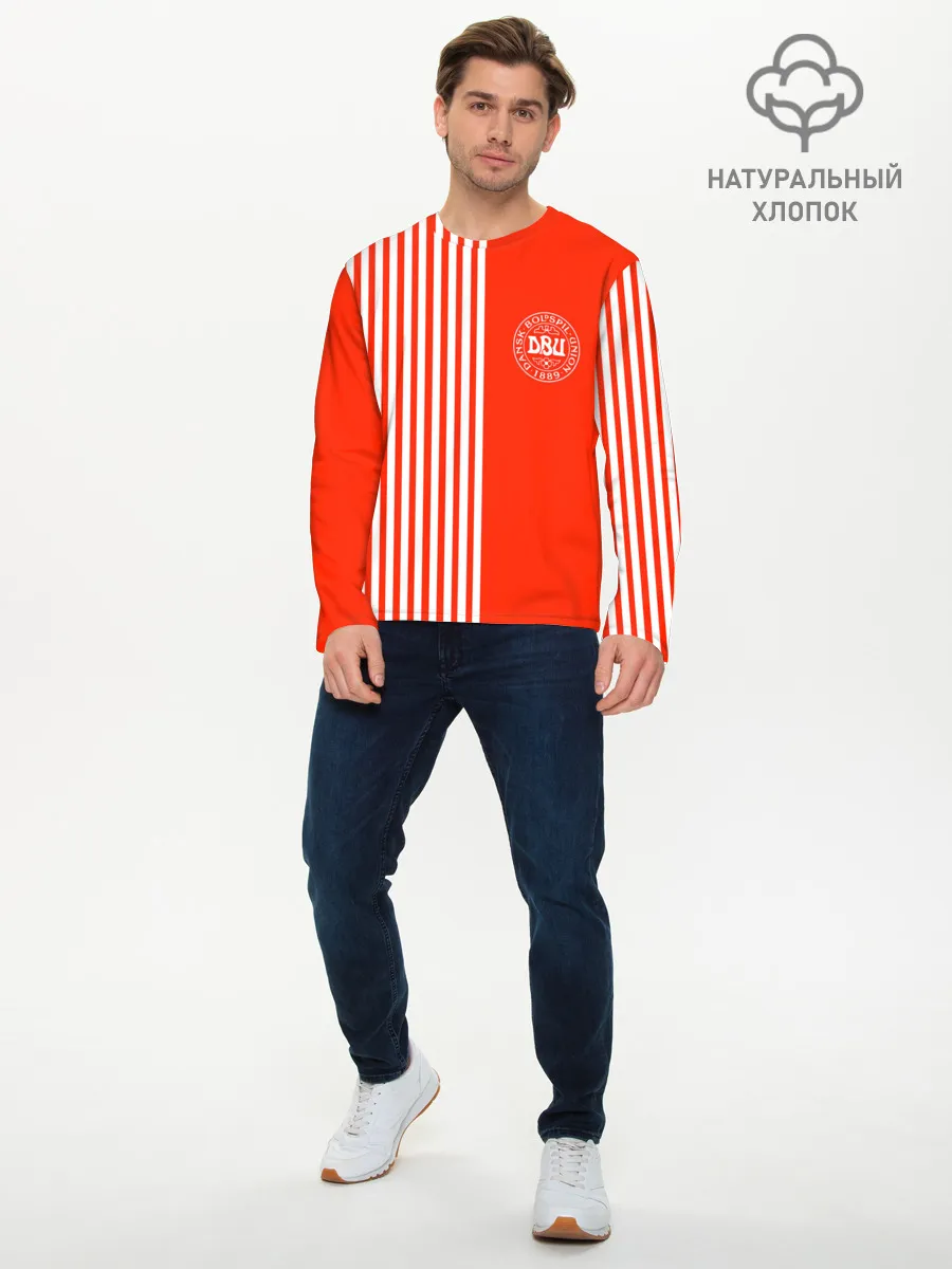 Мужской лонгслив базовый / Сборная Дании.