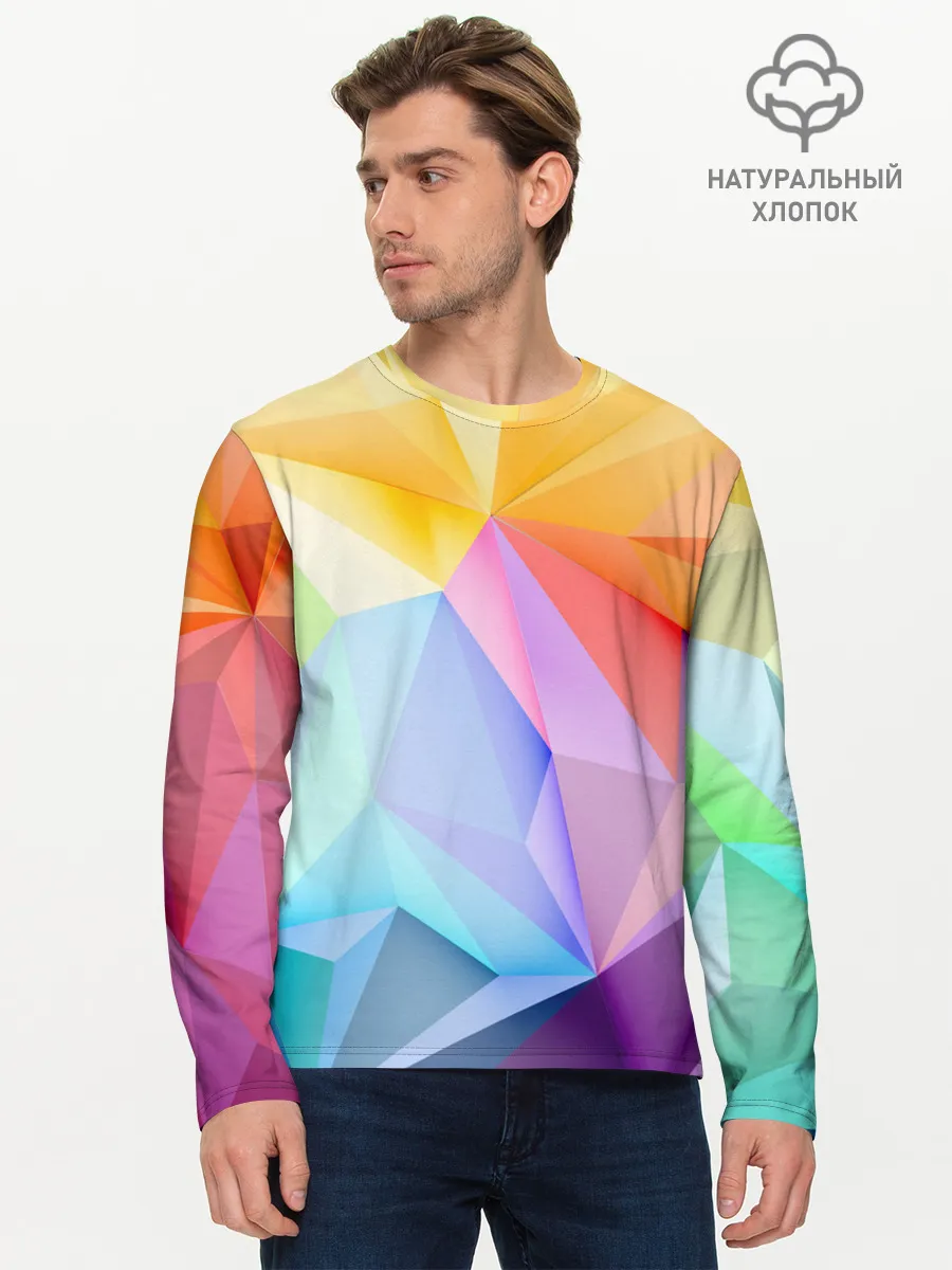 Мужской лонгслив базовый / Радужная геометрия