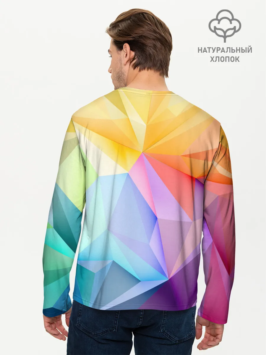 Мужской лонгслив базовый / Радужная геометрия