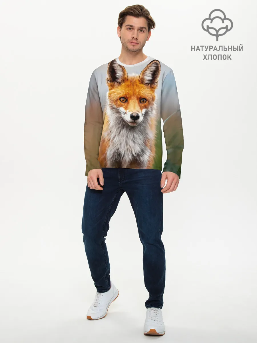 Мужской лонгслив базовый / рыжая лисица