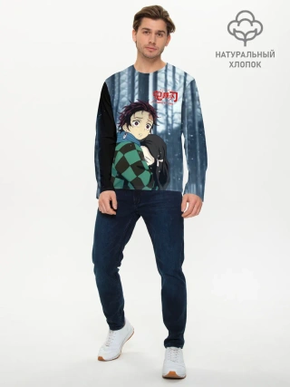 Мужской лонгслив базовый / Танджиро и Незуко Камадо в лесу