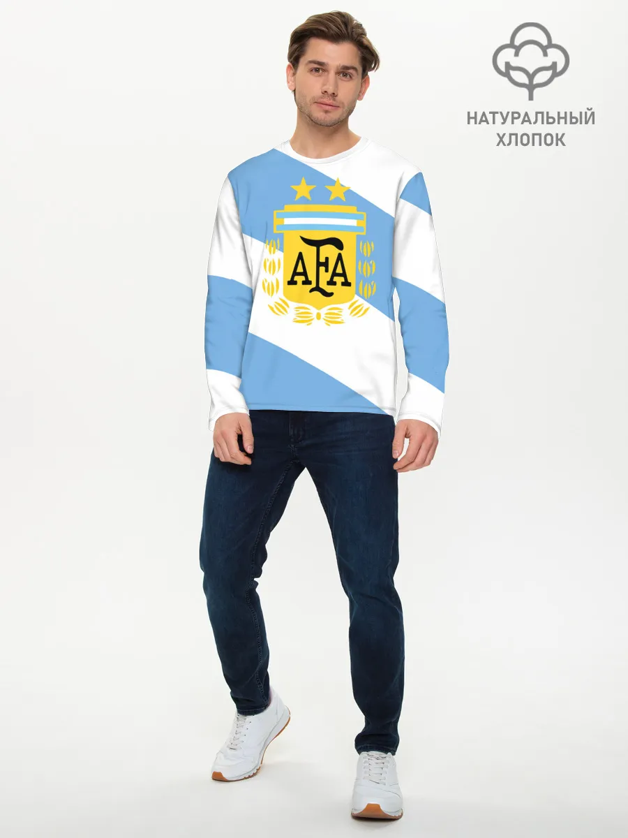 Мужской лонгслив базовый / Сборная Аргентины + спина