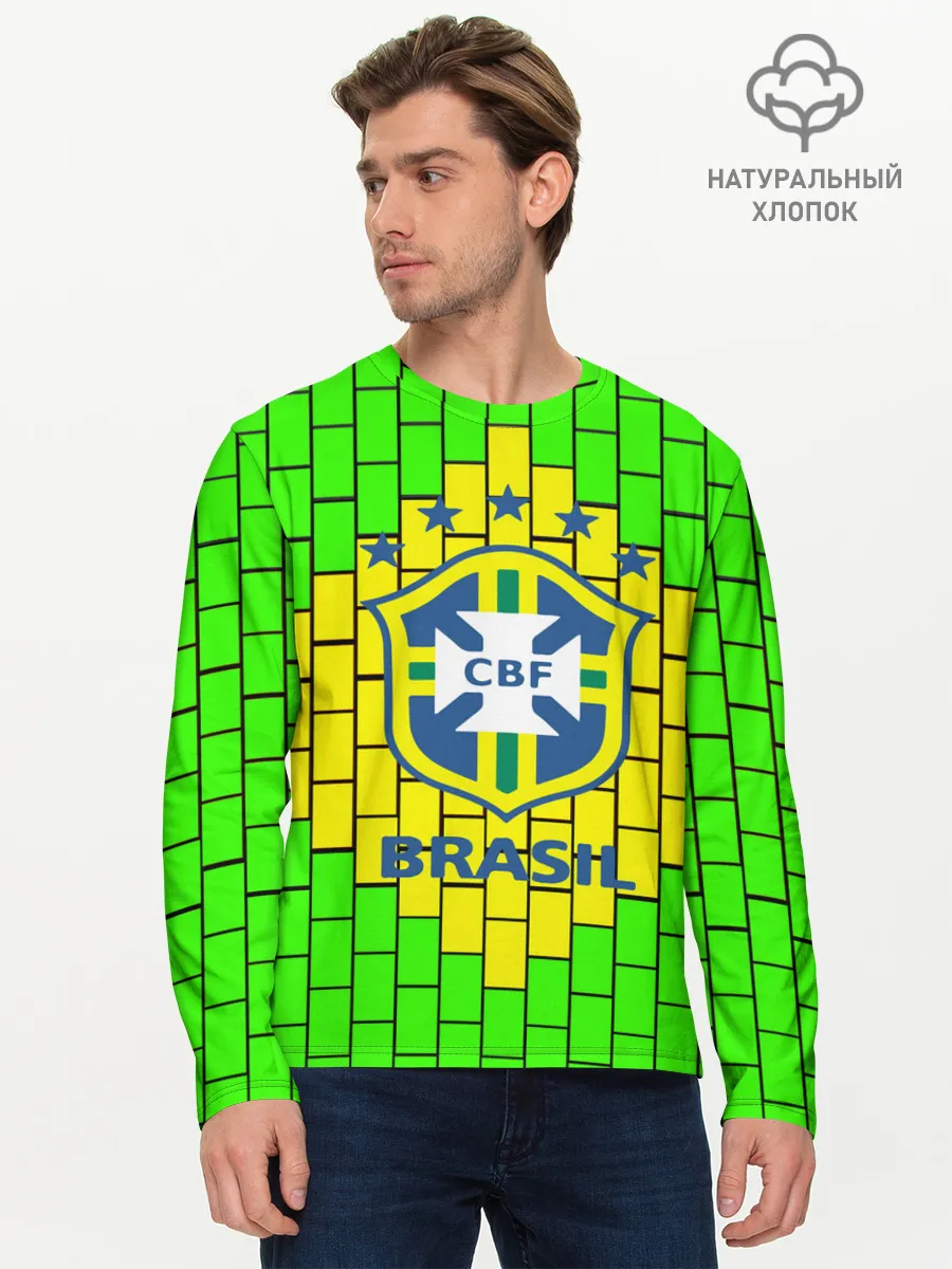 Мужской лонгслив базовый / Сборная Бразилии