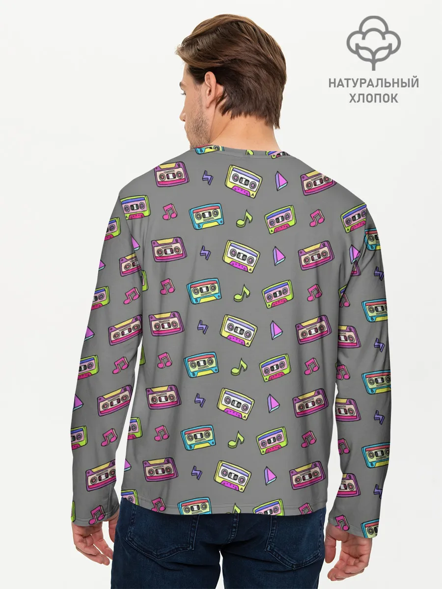 Мужской лонгслив базовый / Касеты и ноты