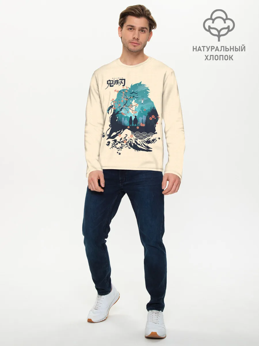 Мужской лонгслив базовый / Танджиро и Незуко Kimetsu no Yaiba