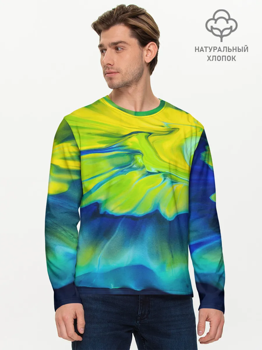 Мужской лонгслив базовый / Разводы яркой краски