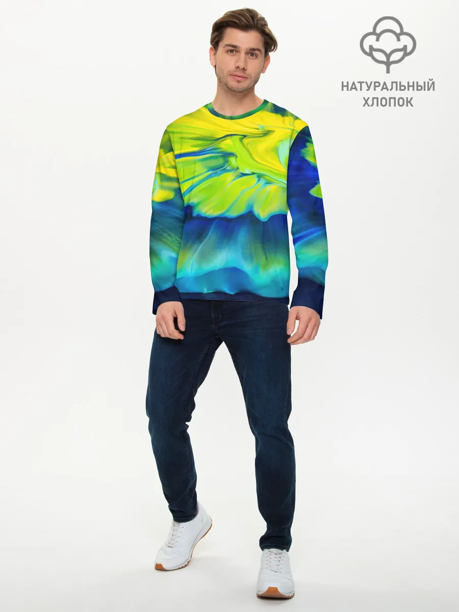 Мужской лонгслив базовый / Разводы яркой краски