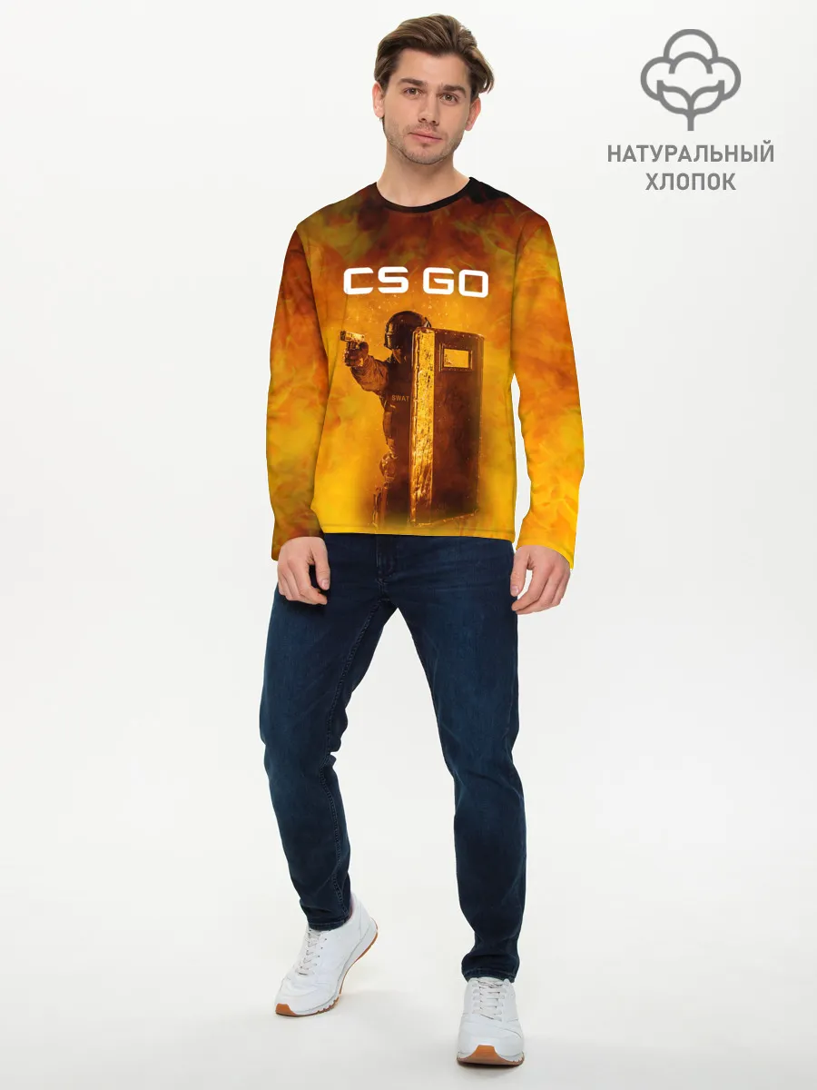 Мужской лонгслив базовый / CS GO SWAT | КС ГО