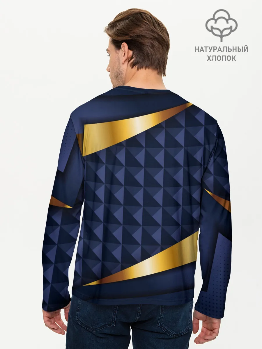 Мужской лонгслив базовый / 3D плитки с золотыми вставками