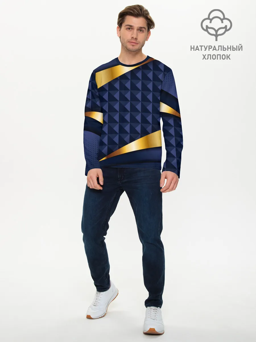 Мужской лонгслив базовый / 3D плитки с золотыми вставками