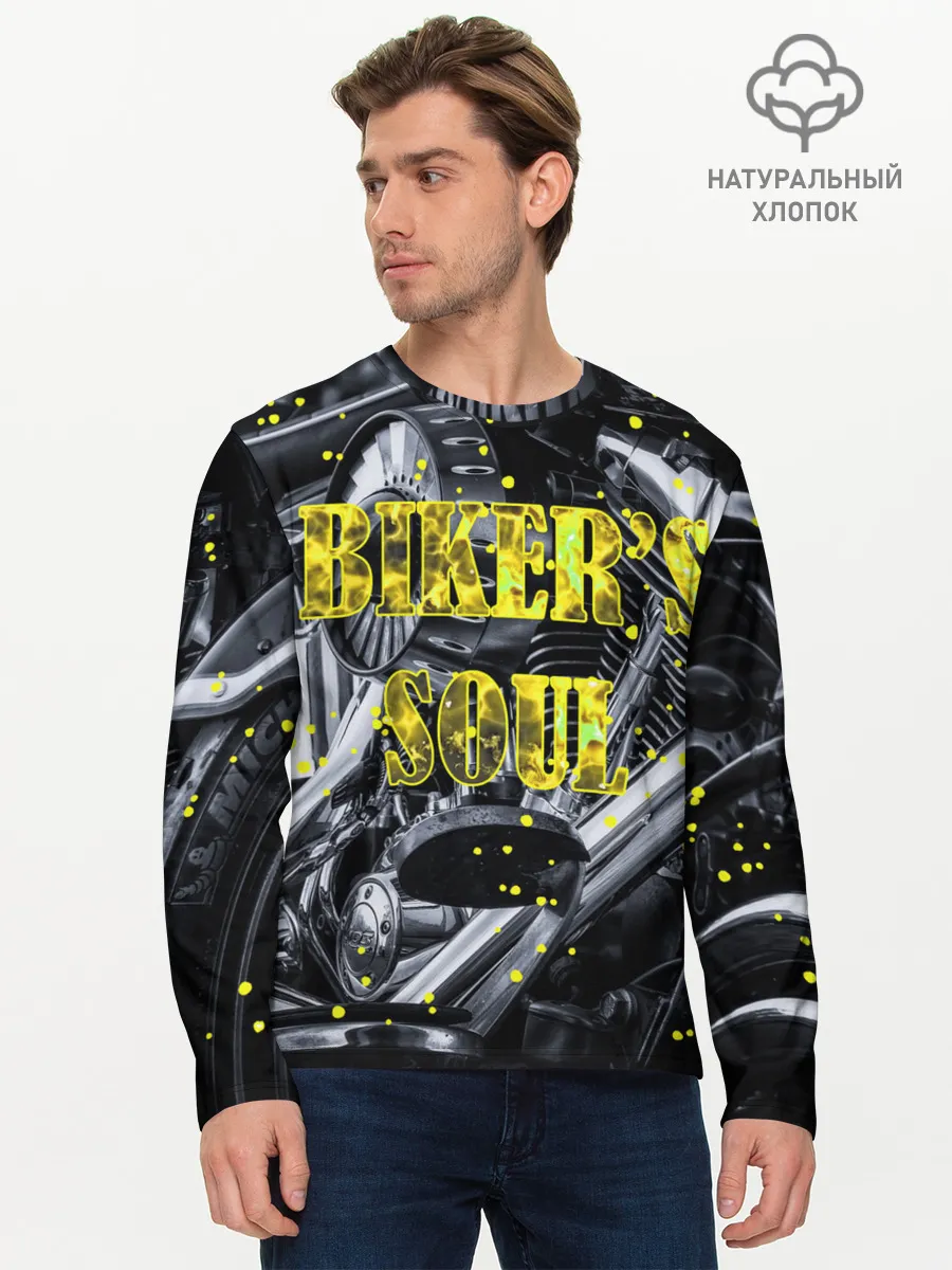 Мужской лонгслив базовый / Bikers Soul | Душа байкера