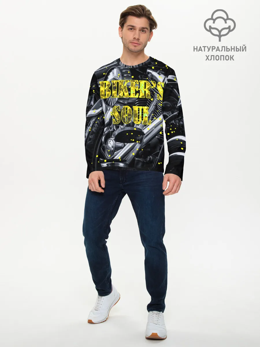 Мужской лонгслив базовый / Bikers Soul | Душа байкера