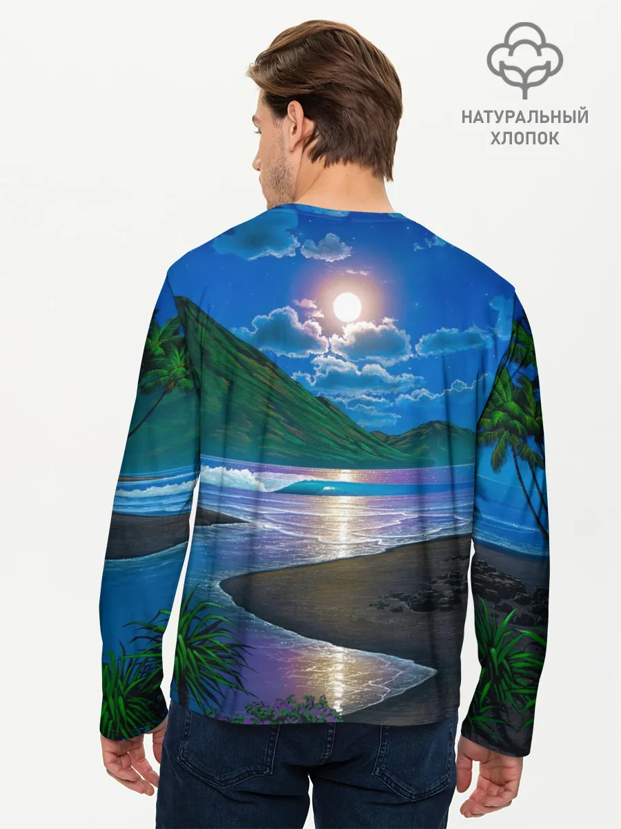Мужской лонгслив базовый / Гавайский пейзаж
